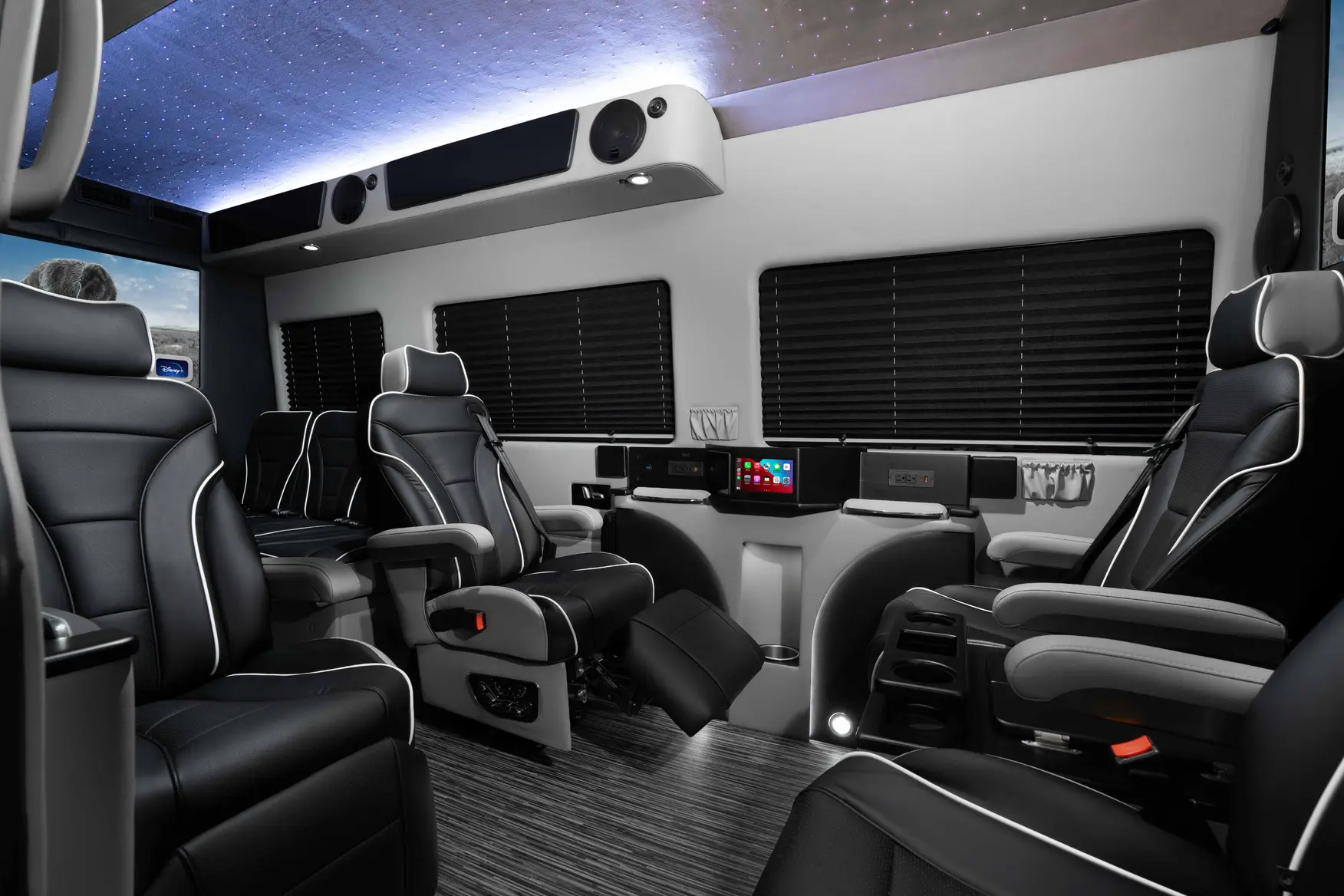 Supreme Sprinter 24-005 interior with black leather seats.